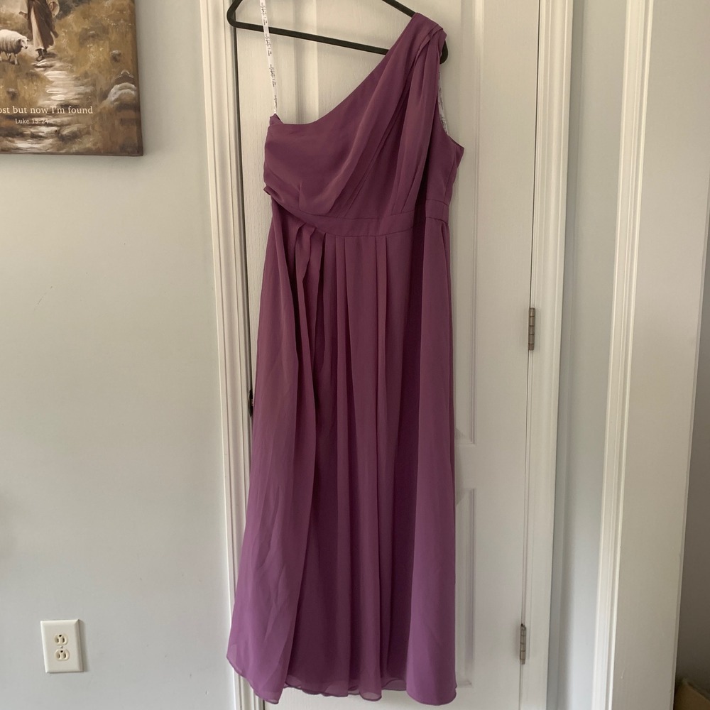 Celebrate DB Studio Purple One Shoulder Chiffon Maxi‎ Bridesmaid Dress Size 18
